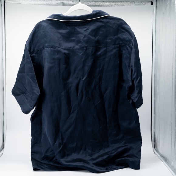 size XS (38) - PALM ANGELS MONOGRAM SATIN BOWLING SHIRT Navy - Picture 5 of 8